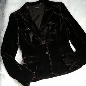 Tahari Velvet Silk blend brown blazer sz XS